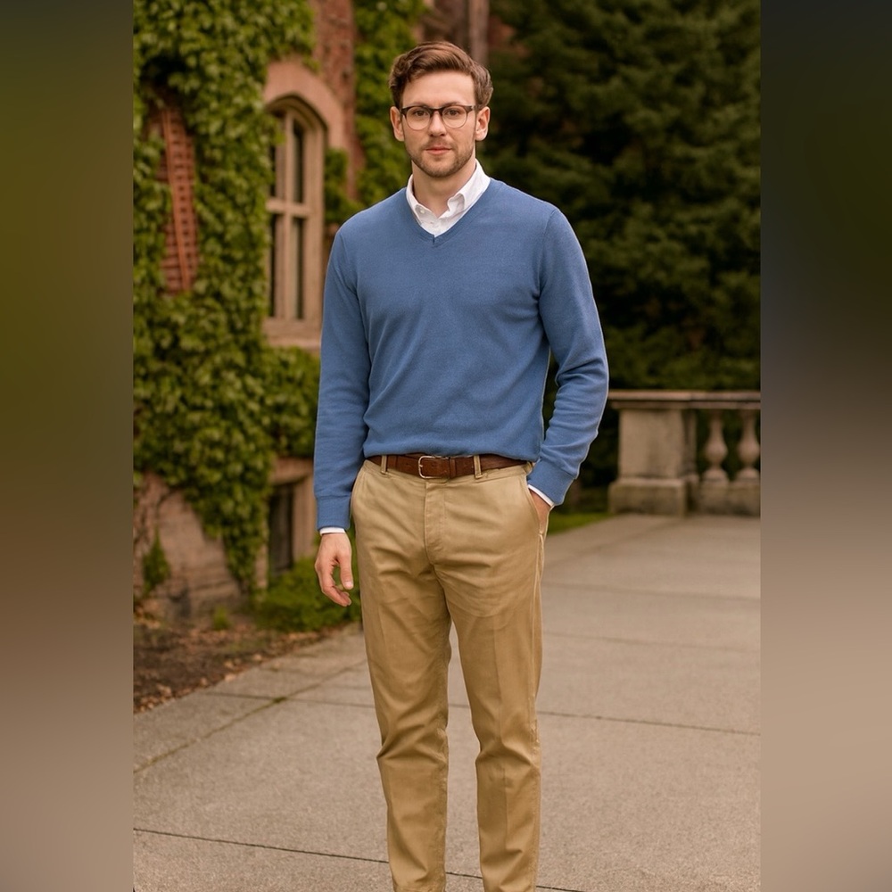 Hart Schaffner Marx Extra Fine Merino Wool Blue Pullover Sweater Men’s Medium